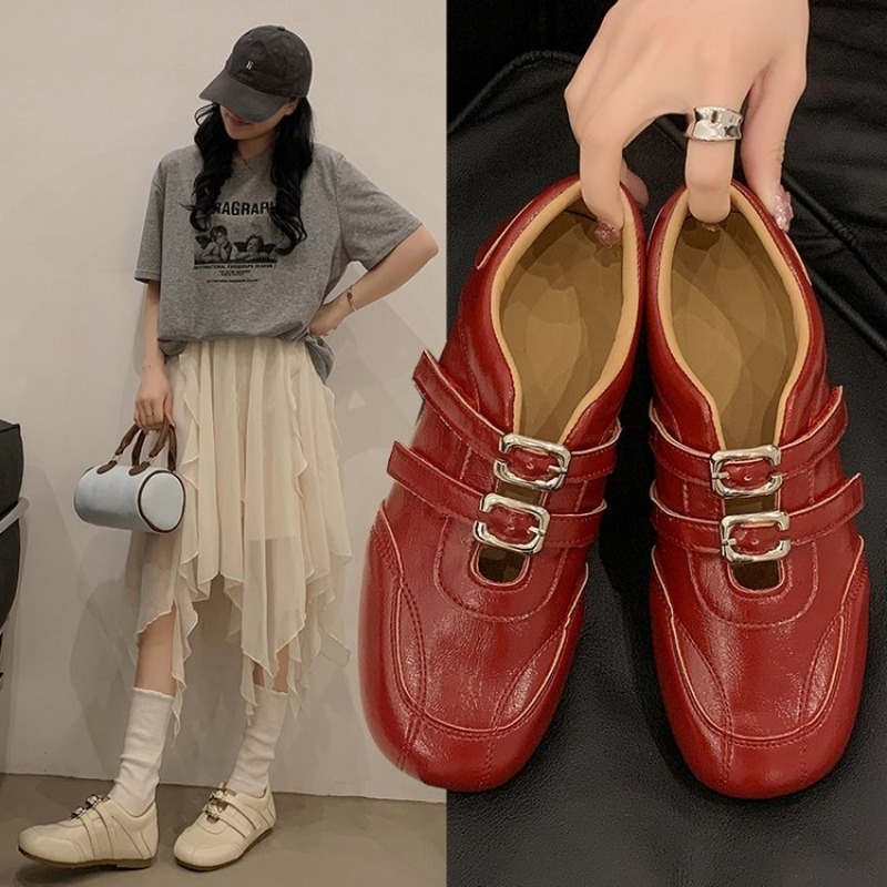 Pointed Toe Flat - Fashion Women Round Toe Double Metal