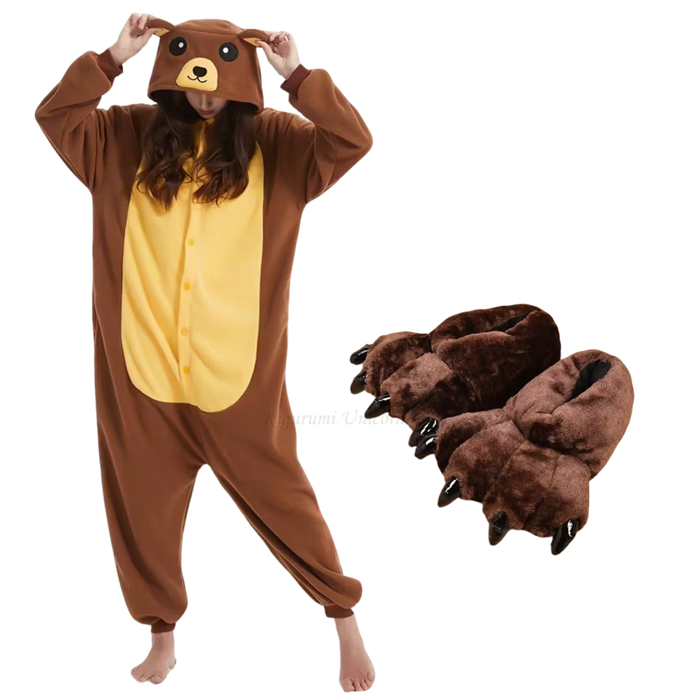 Women Shoes Xxl - Adult Animal Brown Bear Kigurumi Unicorn