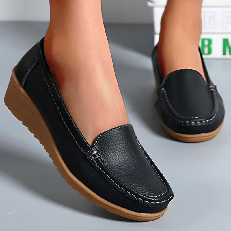 Leather Shoes For Women Flats  - đánh giá và giá Women'S Shoes Loafers Black