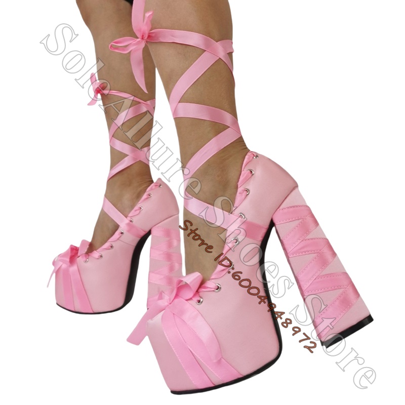 Satin Ribbon Wrap Platform Blo - đánh giá và giá Ribbon Tie Heel