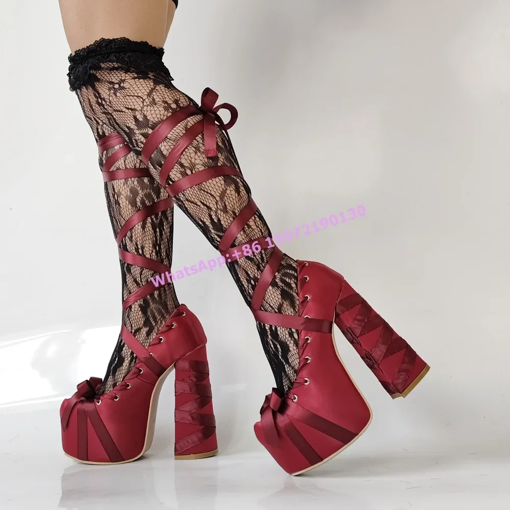 Red Satin Ribbon Platform Pump - đánh giá và giá Ribbon Tie Heel