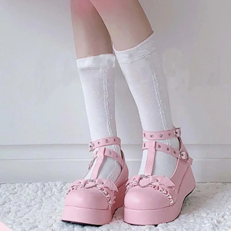 New Sweet Heart Buckle Wedges  - đánh giá và giá Mary Jane Shoes
