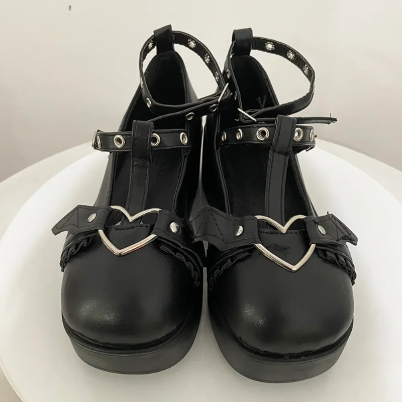 New Sweet Heart Buckle Wedges  - đánh giá và giá Mary Jane Shoes