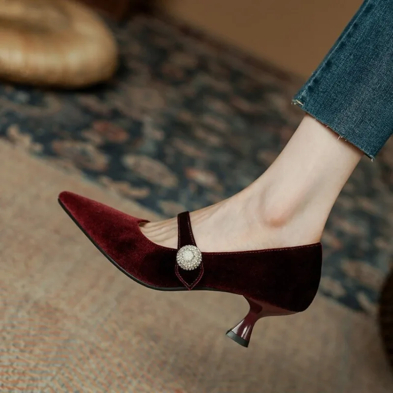 Wine Red Pointed Toe Mary Jane - đánh giá và giá Mary Jane Shoes