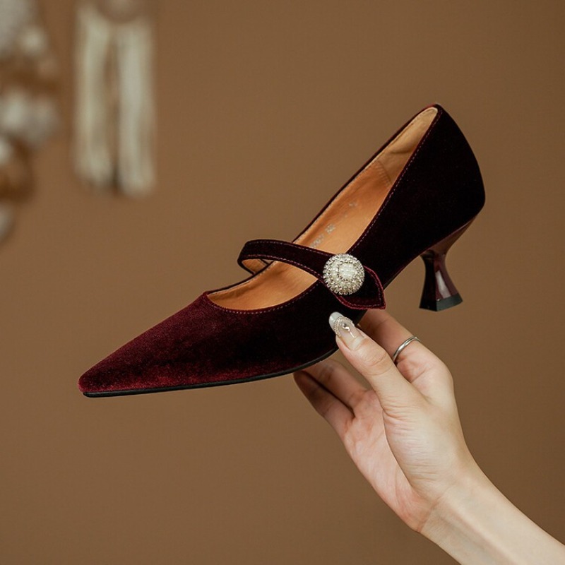 Wine Red Pointed Toe Mary Jane - đánh giá và giá Mary Jane Shoes