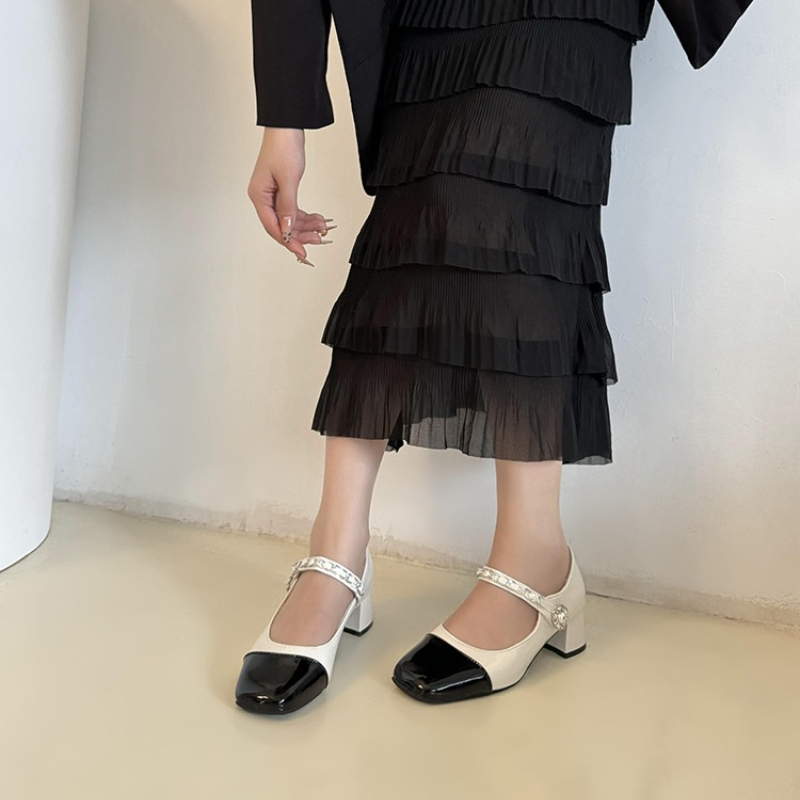 2026 Pearl Clasp Thick-Topped  - đánh giá và giá Mary Jane Shoes