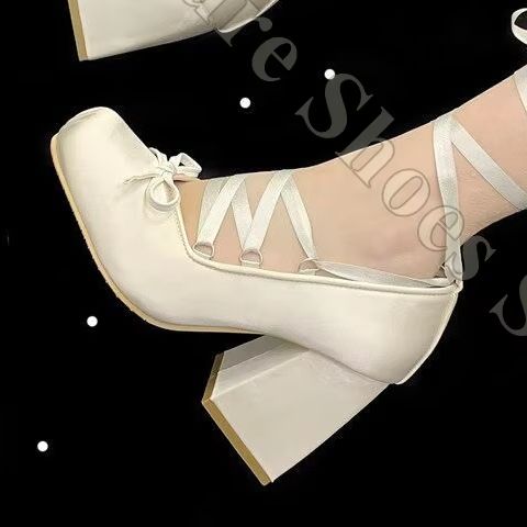 Women Ballet Flats Y2K Satin R - đánh giá và giá Ribbon Tie Heel
