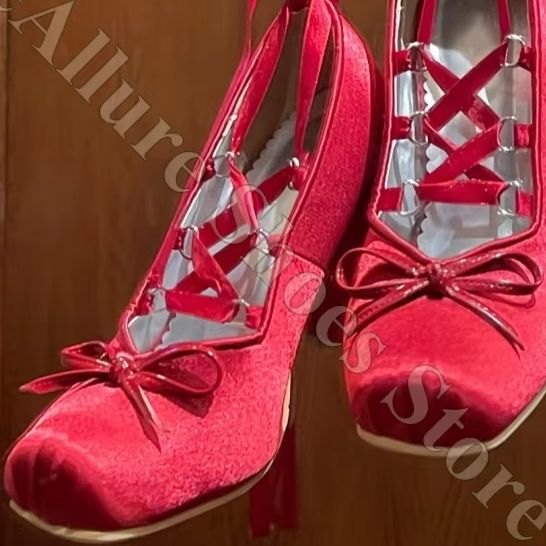 Women Ballet Flats Y2K Satin R - đánh giá và giá Ribbon Tie Heel