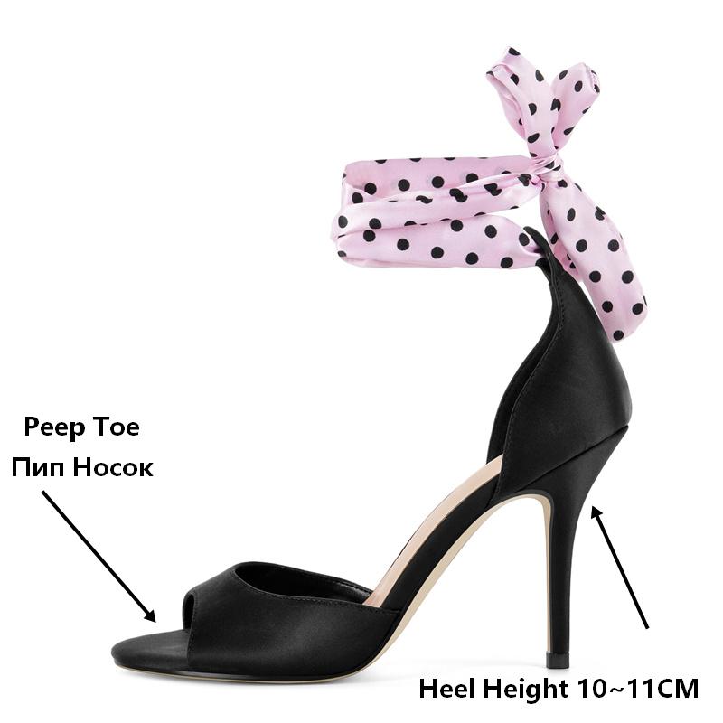 Onlymaker Polka Dot Satin High - đánh giá và giá Ribbon Tie Heel