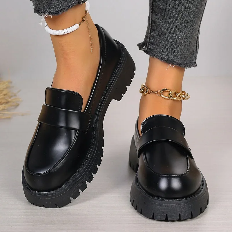 British Style Black Platform L - đánh giá và giá Women'S Shoes Loafers Black