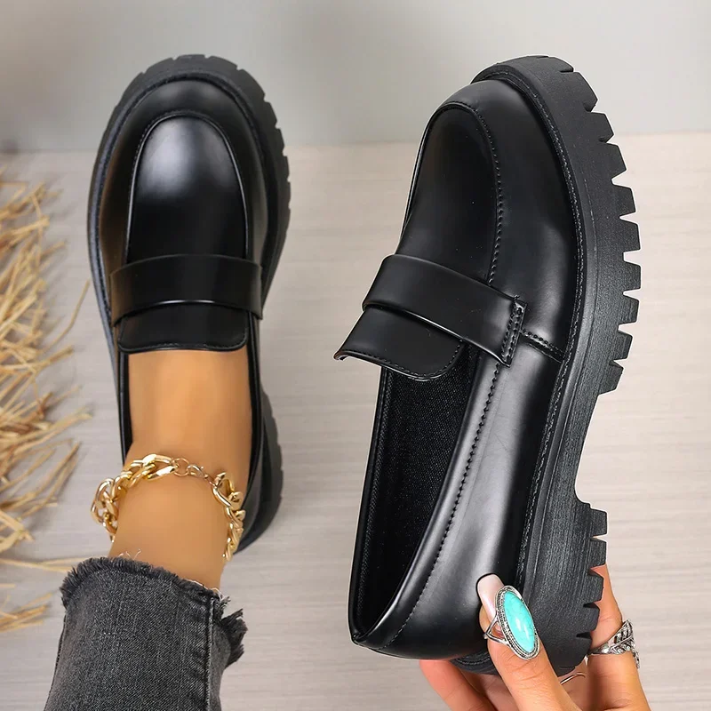 British Style Black Platform L - đánh giá và giá Women'S Shoes Loafers Black
