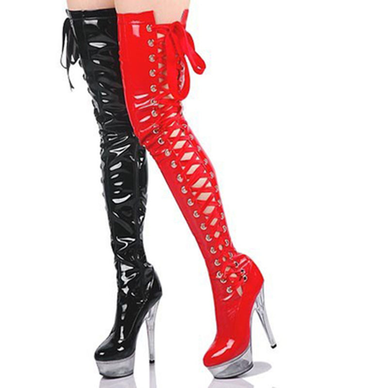 Pink patent leather transparen - đánh giá và giá Ribbon Tie Heel