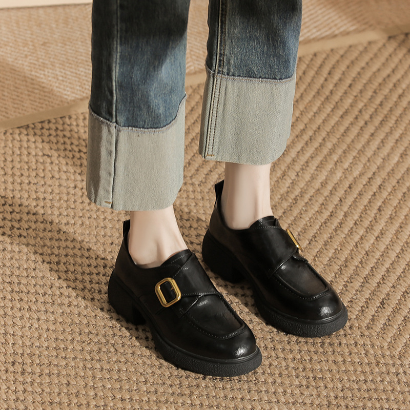 Genuine Leather British Style  - đánh giá và giá Women'S Shoes Loafers Black