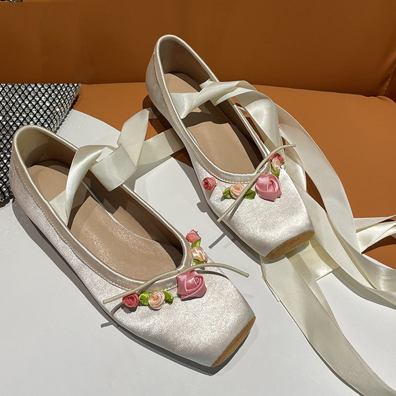 Women Pink Satin Square Toe Lo - đánh giá và giá Ribbon Tie Heel