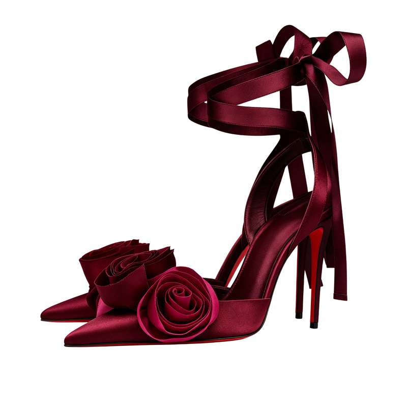 Women Elegant Glam Floral Sati - đánh giá và giá Ribbon Tie Heel