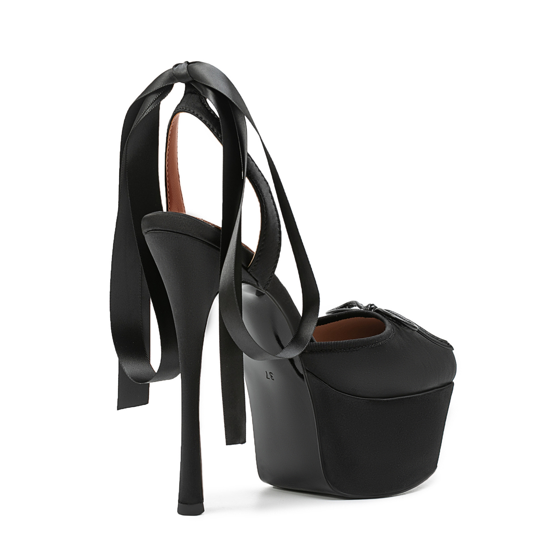 Women Satin Platform Pumps Squ - đánh giá và giá Ribbon Tie Heel